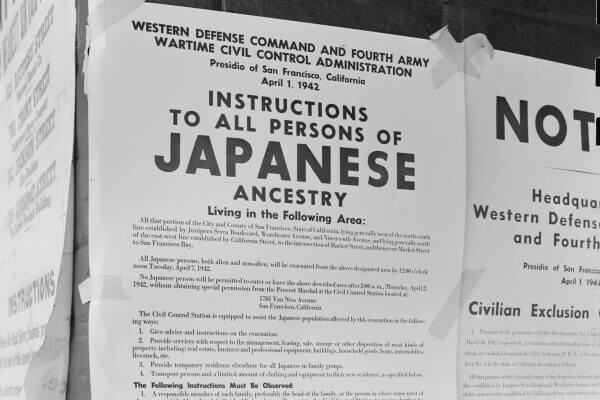 A flier reading "instructions to all persons of Japanese ancestry living in the following area."